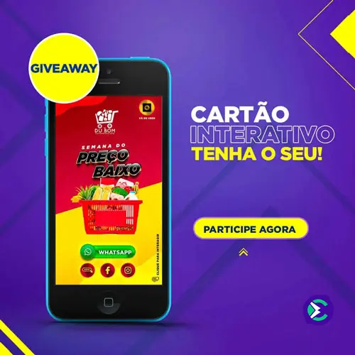 Exemplo call to action para sorteio cartão digital interativo