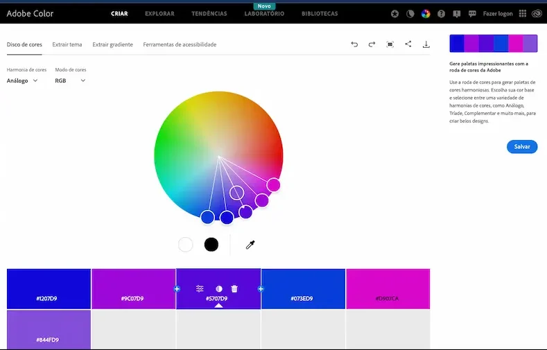 ferramentas paletas de cores- adobe