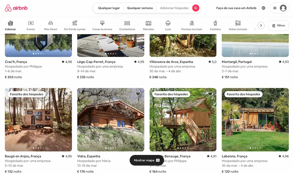 Pagina inicial Airbnb
